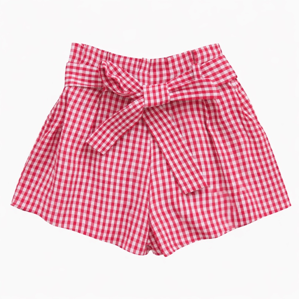 NWOT Privacy Please x Revolve Red Gingham Paperbag Tie-Waist Women's Shorts  XXS - Picture 2 of 10